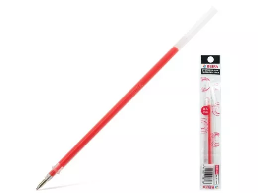 Стержень гелевый "BR-100966" , 135 мм, КРАСНЫЙ, 0,8 мм, линия письма 0,6 мм, подвес