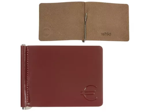 Зажим для купюр BEFLER "Classic", натуральная кожа, тисненение, 105х86 мм, коньяк, Z.7.-1