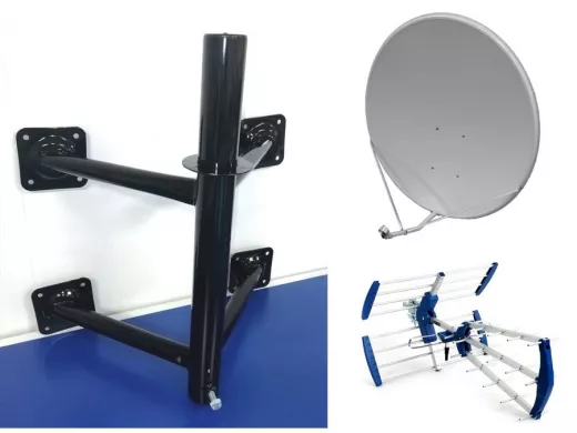 Кронштейн антенный "СОБАККА-1BK" чёрный для спутниковых тарелок от 0,55 до 1,8м, диаметр 51мм, 0,21м