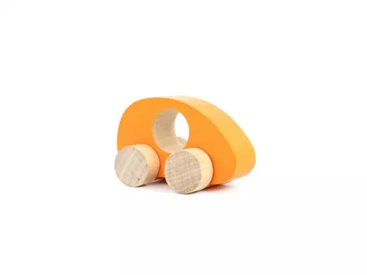 Фигурка деревянная "Каталка" "Машинка Томик" "Оранжевая " (1 штука)  игрушки из дерева