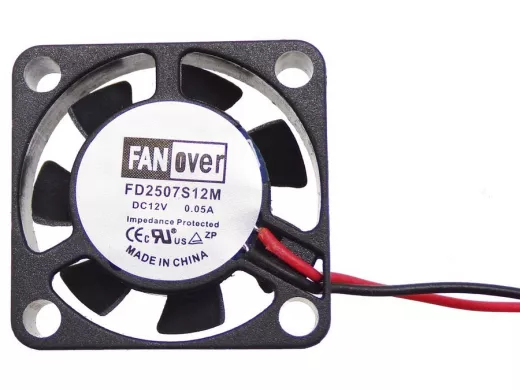 Вентилятор  +12В;   25х25х7мм;  0,05А "FD2507S12M"  (втулка, 10000об/мин)