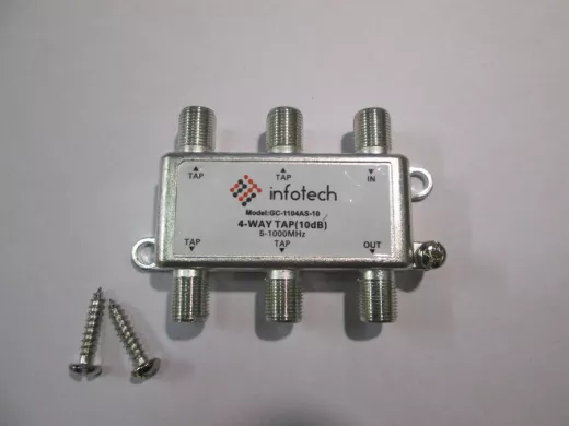 Ответвитель на 4 вых. 10db Infotech model:GC-1104AS-10 4-WAY TAP  5-1000 MHz