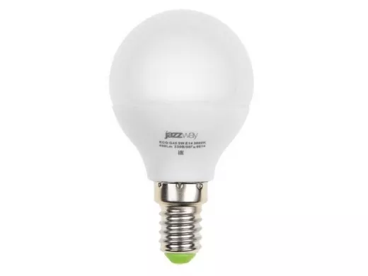 Светодиодная лампа E14 5W 4000K G45 400Lm, аналог 40Вт, JazzWay PLED-ECO