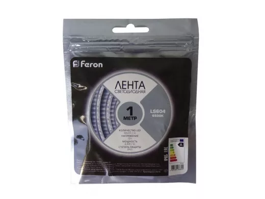 LED лента 1метр, 60SMD 3528 белая, 12V, 4,8W, <120>, IP65, влагозащ. 