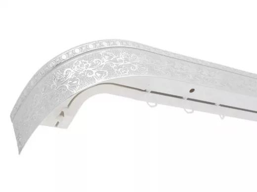 160см карниз КРУЖЕВО СЕРЕБРО БЕЛЫЙ 2х рядный с декор. планкой 70мм в инд. упаковке. ультракомпакт