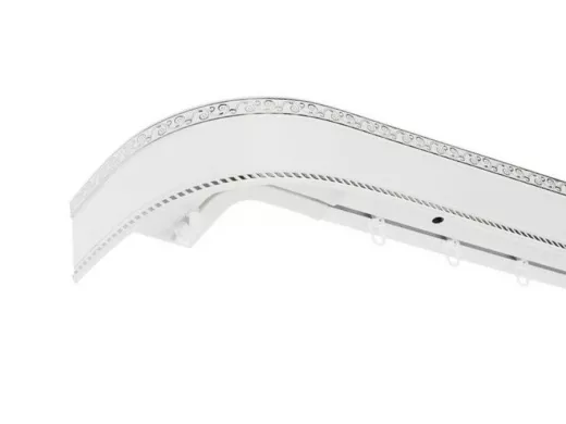 180см карниз ЕСЕНИН СЕРЕБРО 3х рядный с декор. планкой 70мм БЕЛЫЙ ГЛЯНЕЦ. в инд. уп. ультракомпакт