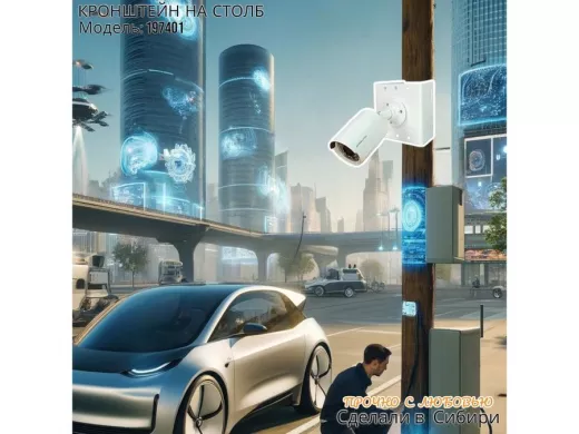 Кронштейн для 1 камеры и прожектора на столб, прочная сталь 2мм белый "IPAHD-101W-197401" под ленту