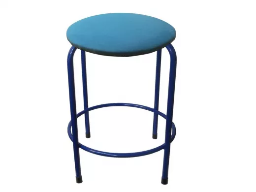 Табурет с подставкой для ног и полкой "TABURETTO-20337" круглое сиденье, синие, синий, ткань