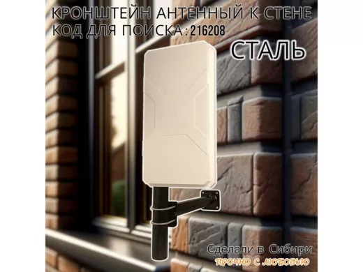 Кронштейн усиленный для мачт, вылет 0,5м "ВЫННОС-500BK-V2-216208" черный с 1отв.25мм для гофры, 51мм