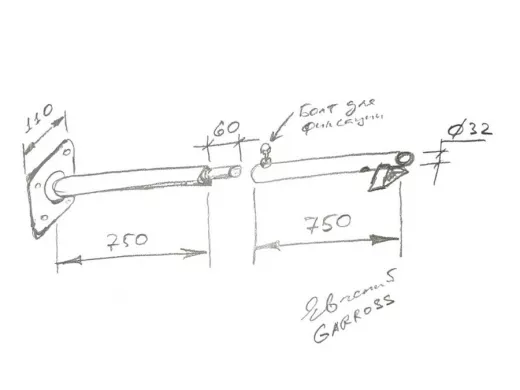 Кронштейн для прожектора, диаметр 32мм, вылет 1,5 метра 