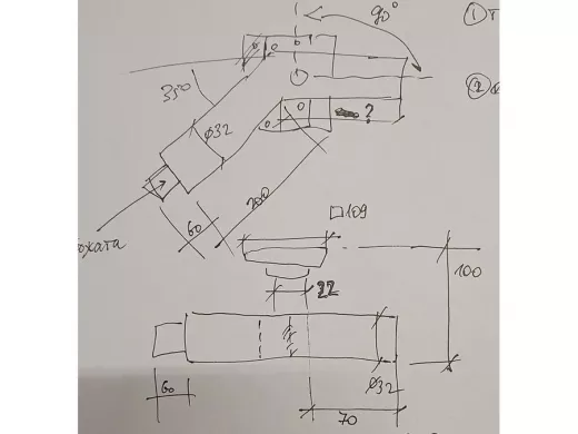 Поручень удлиняющий, угол 35гр, 40см, левый 