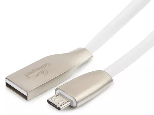 Кабель микро USB (AM/microBM)  1.8 м Cablexpert CC-G-mUSB01W-1.8M, USB 2.0,серия Gold, белый
