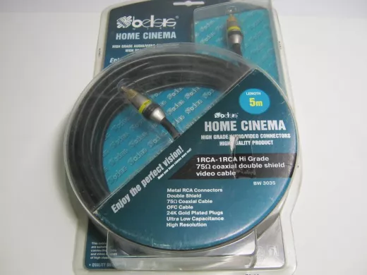 Кабель 1RCA вилка / 1RCA вилка  5м., высококач. коакс. цифр.кабель, GOLD, 75 Ом, дв. экран BW3035