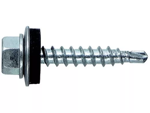 Саморезы 5,5х38 кровельные, сверло, цинк, с шайбой в упаковке 2500шт, вес 1шт 7,84г, цена за