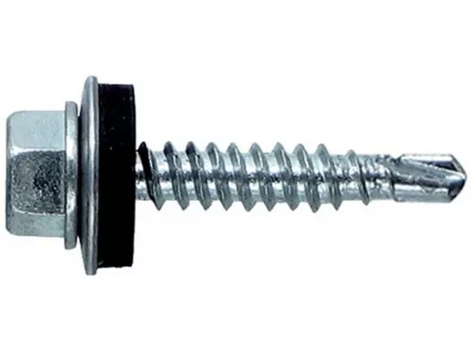 Саморезы 6,3х 19 кровельные, сверло, цинк, с шайбой, к металлическим профилям (3500шт)  7,44