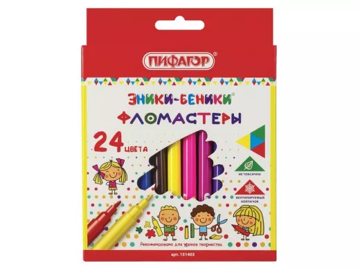 Фломастеры "BR-75470" "ЭНИКИ-БЕНИКИ", 24 цвета, вентилируемый колпачок