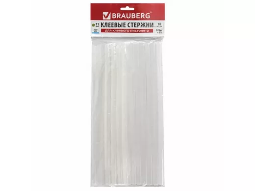 Клеевые стержни, диаметр 11,0мм, длина 300мм, прозрачные,КОМПЛЕКТ 16 штук (0,5 КГ) "BR-79863"